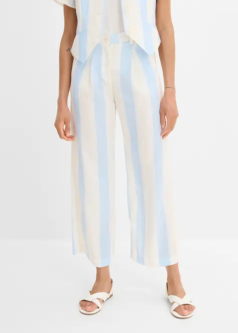 Palazzo-Hose in Leinen-Optik in weiß von vorne - bonprix