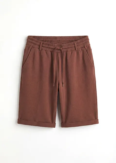 Sweat-Bermuda aus reiner Bio-Baumwolle in braun von vorne - bonprix