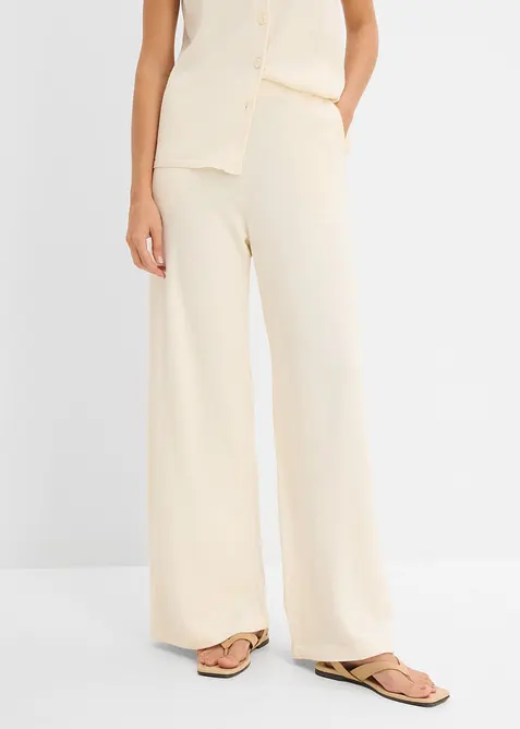 Culotte aus sommerlichem Strick in weiß von vorne - bonprix