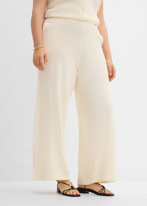 Culotte aus sommerlichem Strick in weiß von vorne - bonprix