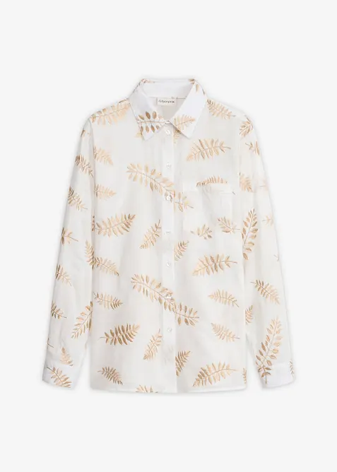 Bluse aus reiner Baumwolle mit Stickerei in weiß von vorne - bonprix