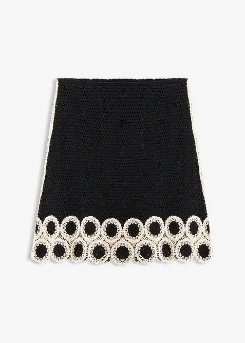 Strickrock aus reiner Baumwolle in schwarz von vorne - bonprix