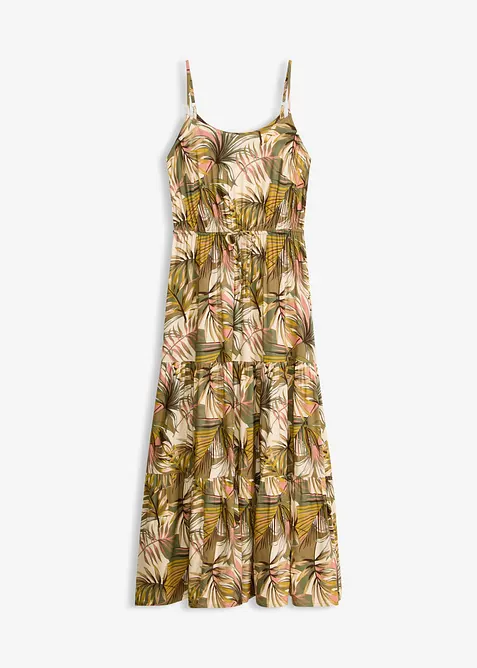 Maxikleid aus fließender Viskose in grün von vorne - bonprix