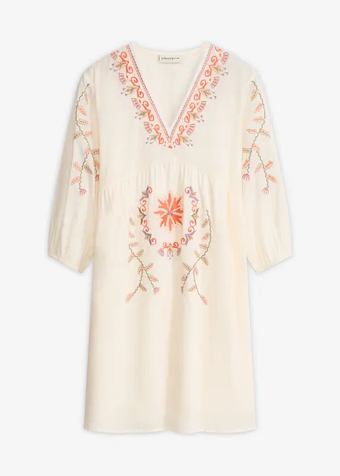 Minikleid aus reiner Baumwolle in weiß von vorne - bonprix