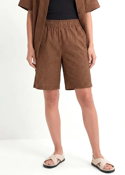 Schlupf-Shorts aus reiner Baumwolle in braun von vorne - bonprix