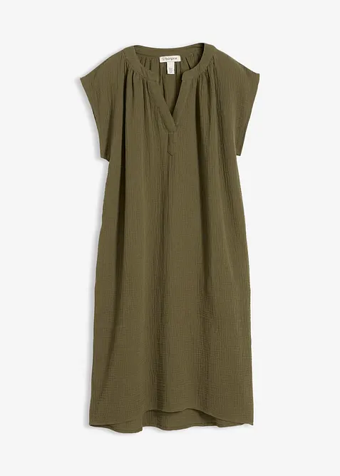Minikleid aus reiner Baumwolle in grün von vorne - bonprix