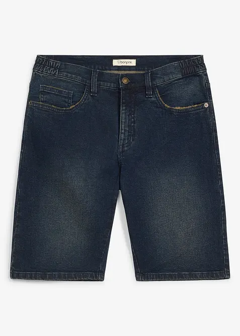 Jeans-Long-Bermuda mit Dehnbund, Relaxed Fit in blau von vorne - bonprix