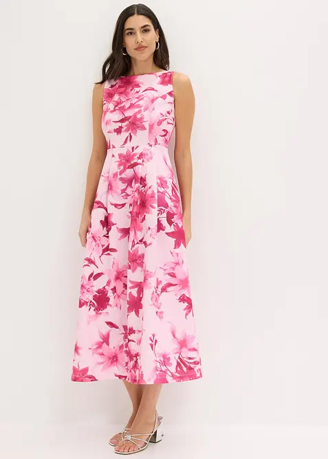 Kleid mit weitem Rock in rosa von vorne (Totalaufnahme) - bonprix