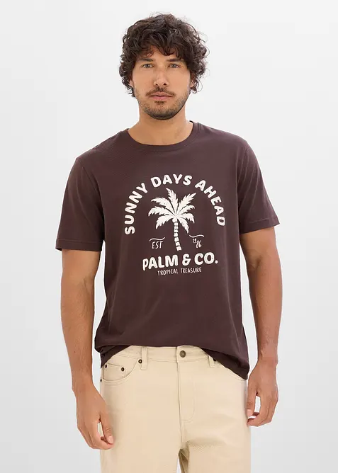 T-Shirt aus reiner Baumwolle in braun von vorne (im Anschnitt) - bonprix