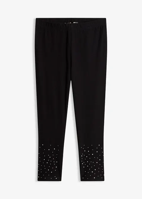 Capri-Leggings aus elastischem Baumwoll-Mix in schwarz von vorne - bonprix