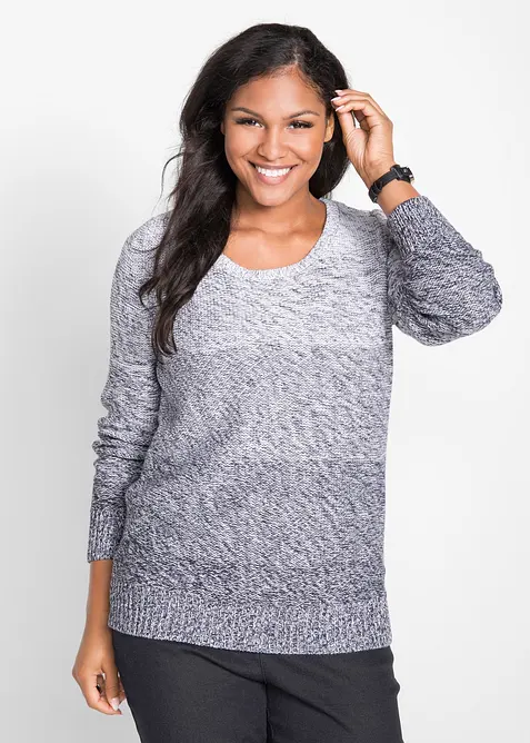 Grobstrick-Pullover mit Farbverlauf in grau von vorne (im Anschnitt) - bonprix