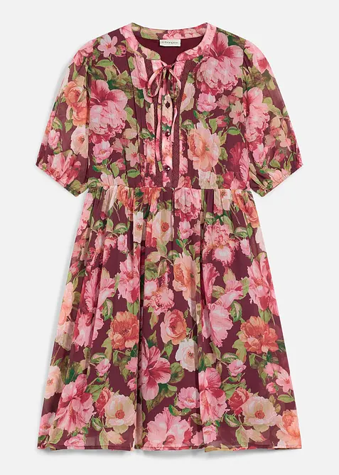 Tunika-Kleid mit Spitze in rot von vorne - bonprix