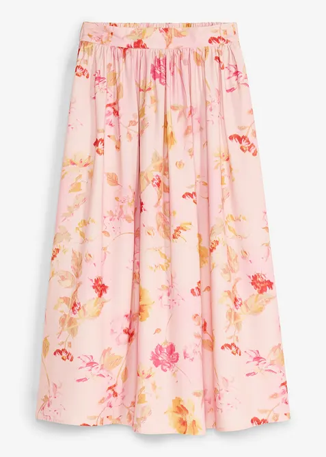 Maxirock aus luftigem Crêpe in rosa von vorne - bonprix