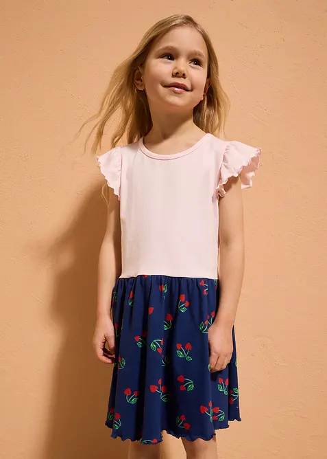 Jerseykleid aus reiner Bio-Baumwolle in rosa von vorne (Totalaufnahme) - bonprix