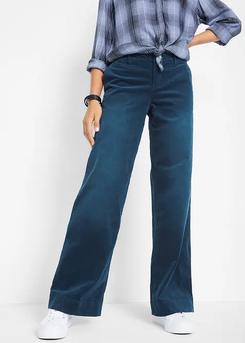 Cordhose aus elastischem Baumwoll-Mix in blau von vorne - bonprix