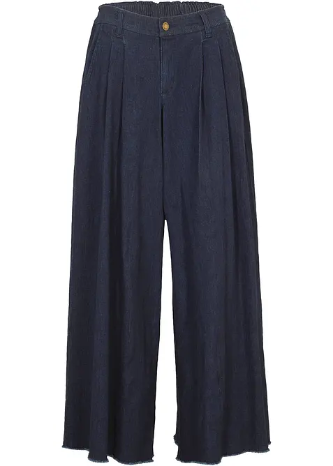 Weiter Jeans-Hosenrock, Komfortbund in blau von vorne - bonprix