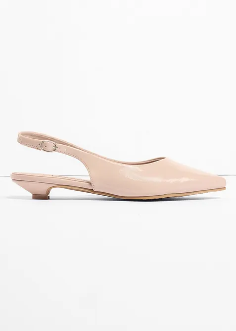 Sling-Ballerinas in Lackoptik in beige - bonprix