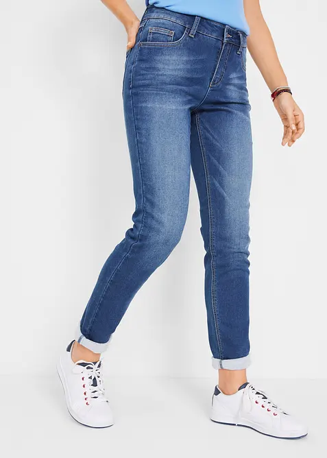 Leichte Boyfriend-Jeans mit weicher Innenseite in blau von vorne - bonprix