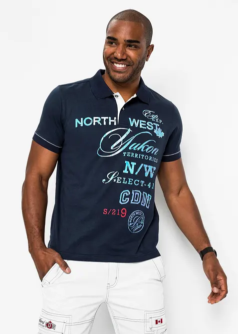 Poloshirt aus reiner Baumwolle in blau von vorne (im Anschnitt) - bonprix