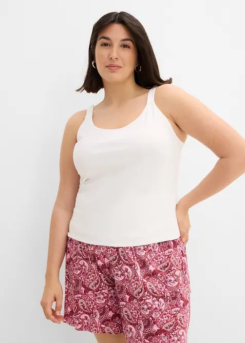 Longtop mit reiner Bio-Baumwolle (2er Pack) in weiß von vorne (im Anschnitt) - bonprix