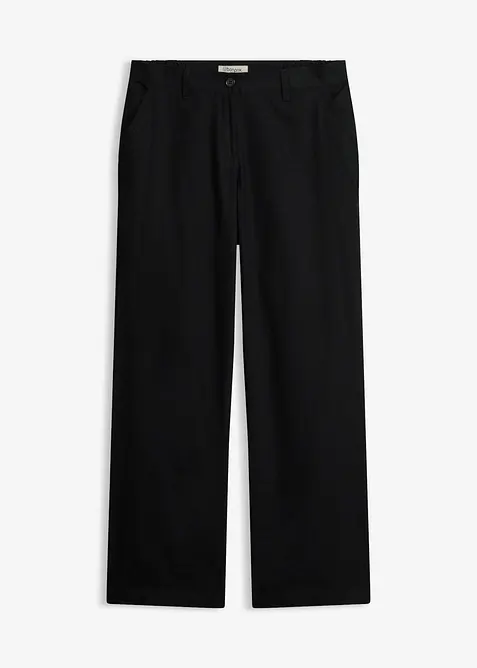 Webhose aus Leinen-Baumwoll-Mix in schwarz von vorne - bonprix