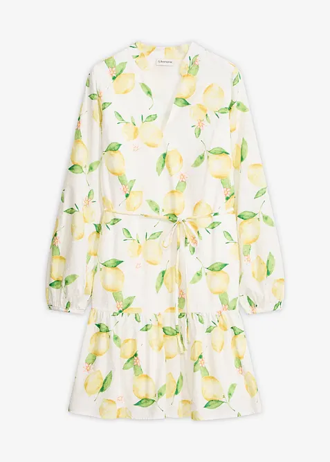 Tunika-Kleid aus reiner Baumwolle in weiß von vorne - bonprix