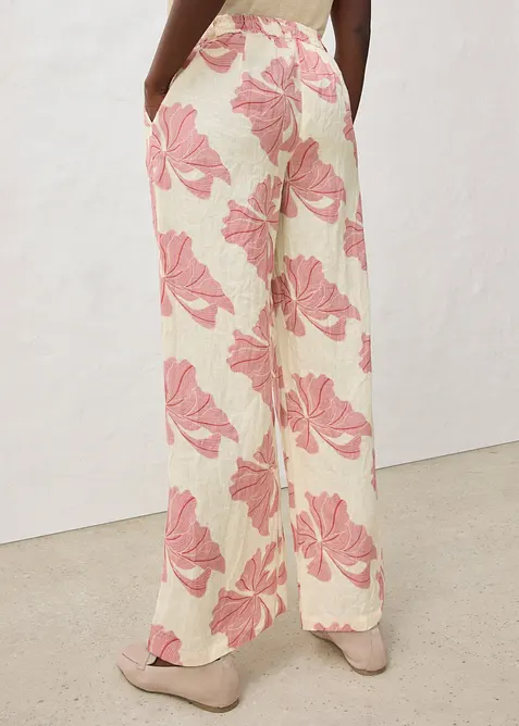Marlenehose aus reinem Leinen in beige von hinten - bonprix