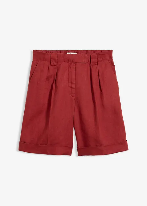 Bermudashorts aus reinem Leinen in rot von vorne - bonprix