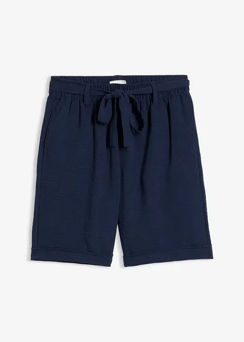 Bermuda in Leinen-Optik in blau von vorne - bonprix