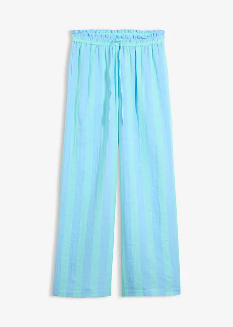 Schlupfhose aus luftigem Musselin in blau von vorne - bonprix