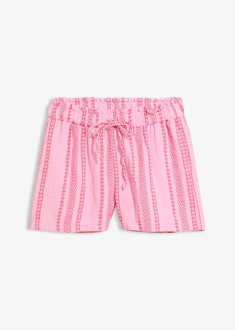 Musselin-Shorts aus reiner Baumwolle in rosa von vorne - bonprix