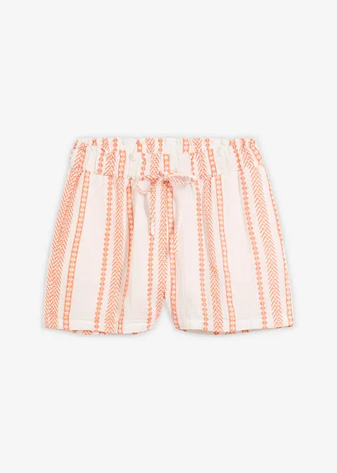 Musselin-Shorts aus reiner Baumwolle in weiß von vorne - bonprix