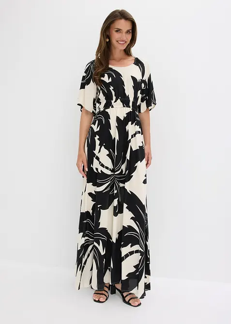 Maxikleid  aus fließender Viskose in weiß von vorne (Totalaufnahme) - bonprix