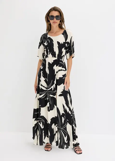 Maxikleid aus fließender Viskose in weiß im Look von vorne (Totalaufnahme) - bonprix