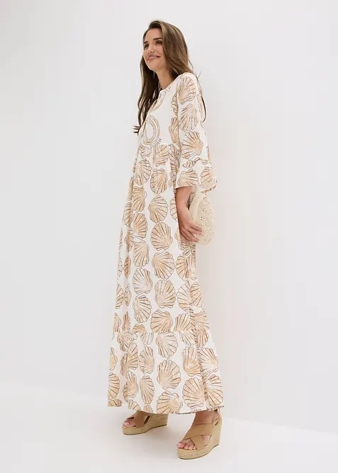 Tunika-Kleid aus fließender Viskose in weiß im Look von vorne (Totalaufnahme) - bonprix