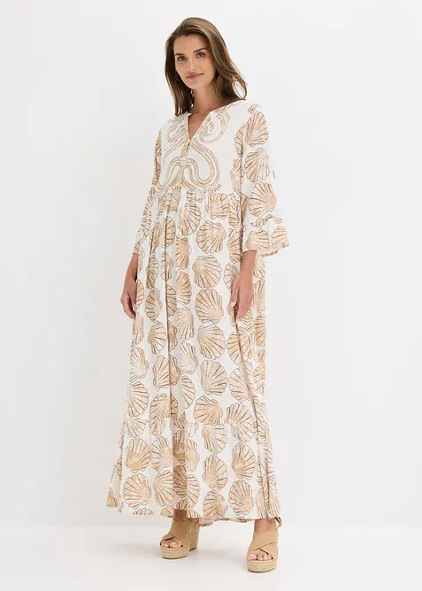 Tunika-Kleid aus fließender Viskose in weiß von vorne (Totalaufnahme) - bonprix