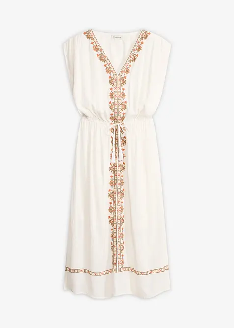 Midikleid aus fließender Viskose in weiß von vorne - bonprix