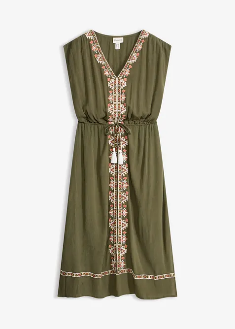 Midikleid aus fließender Viskose in grün von vorne - bonprix