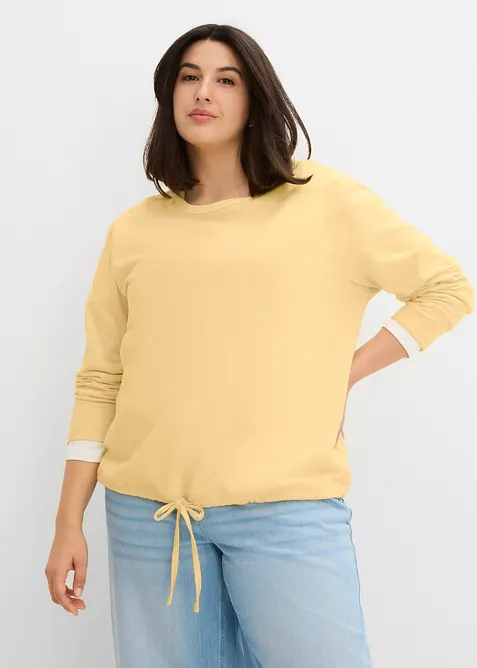 Sweatshirt mit Bio-Baumwolle in gelb von vorne (im Anschnitt) - bonprix