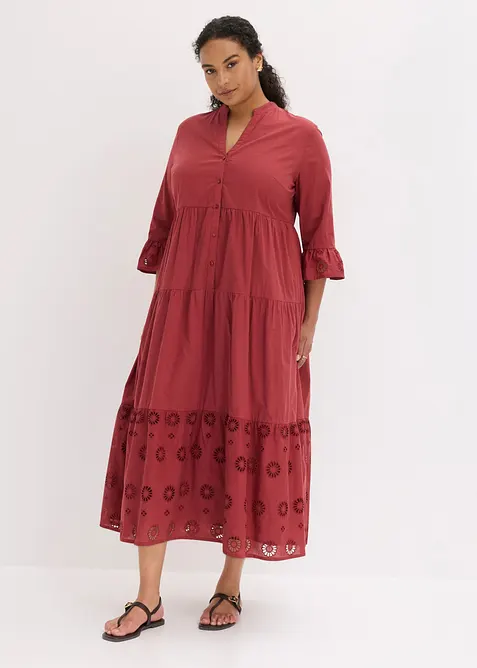 Tunika-Kleid aus reiner Baumwolle in rot von vorne (Totalaufnahme) - bonprix