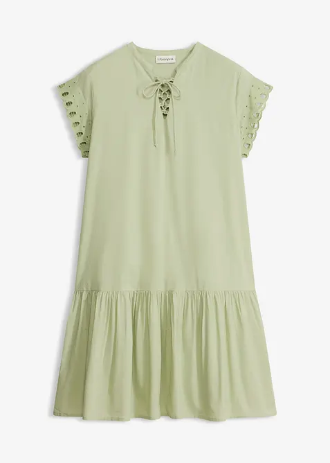 Tunika-Kleid aus reiner Baumwolle in grün von vorne - bonprix