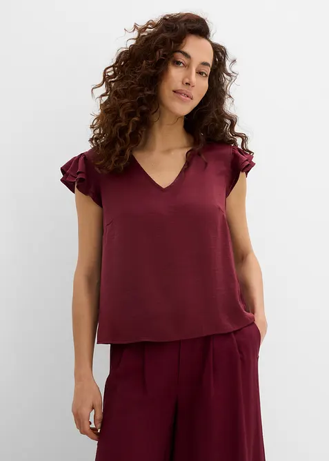 Bluse mit Volants in rot von vorne (im Anschnitt) - bonprix