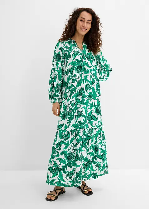 Tunika-Kleid aus fließender Viskose in grün von vorne (Totalaufnahme) - bonprix