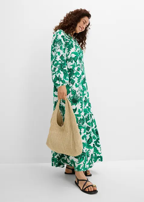 Tunika-Kleid aus fließender Viskose in grün im Look von vorne (Totalaufnahme) - bonprix