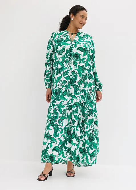 Tunika-Kleid aus fließender Viskose in grün von vorne (Totalaufnahme) - bonprix