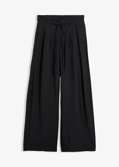 Schlupfhose aus strukturiertem Viskose-Mix in schwarz von vorne - bonprix