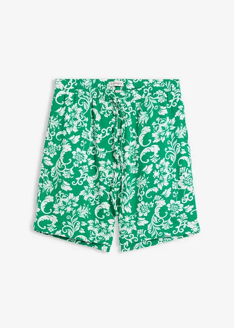 Shorts aus fließender Viskose in grün von vorne - bonprix