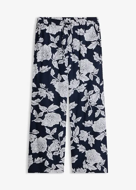 Palazzo-Hose aus fließender Viskose in blau von vorne - bonprix