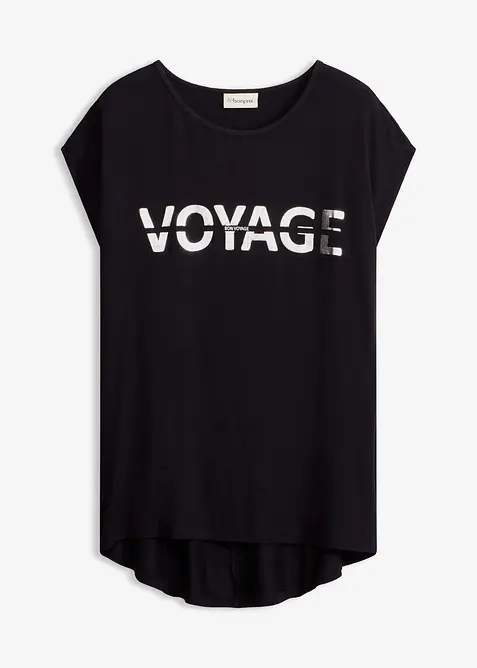 Longshirt aus Viskose-Mix in schwarz von vorne - bonprix