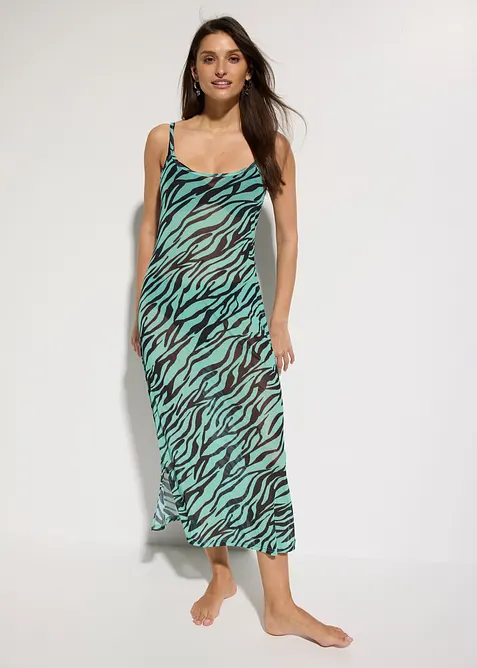 Transparentes Strandkleid in schwarz von vorne (Totalaufnahme) - bonprix